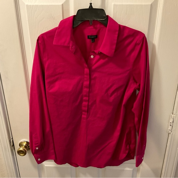 Talbots Tops - Talbots Pink Button Down Shirt with Notched Collar and Cuffed Sleeves